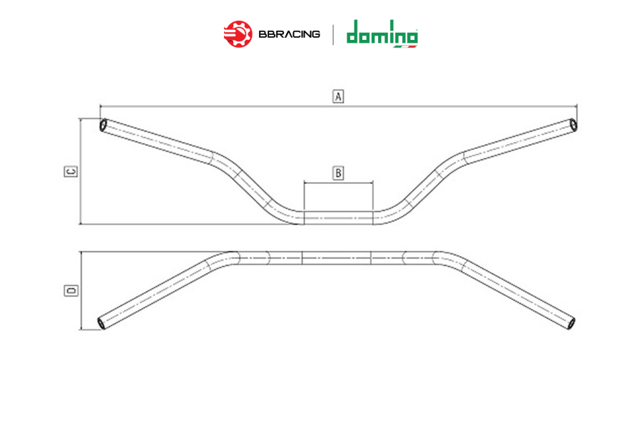 Ghi Đông Domino Thép Off-road Medium Ø 22 Đen
