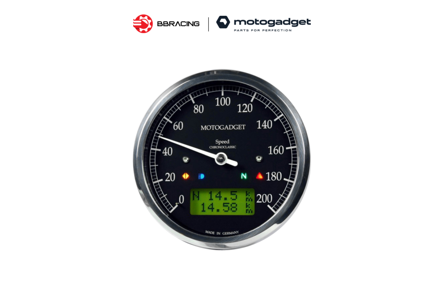 Đồng Hồ Motogadget Chronoclassic Green LCD Viền Chrome