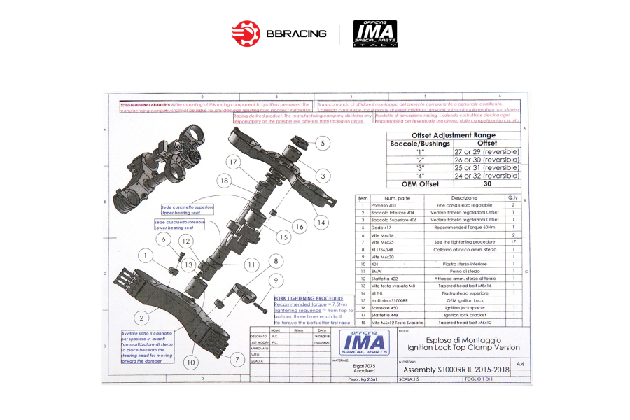Bộ Chảng Ba IMA BMW S1000 RR 2009-18 Titan