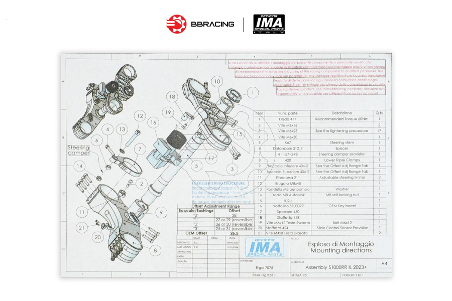 Bộ Chảng Ba IMA BMW S1000 RR 2023+ Đen