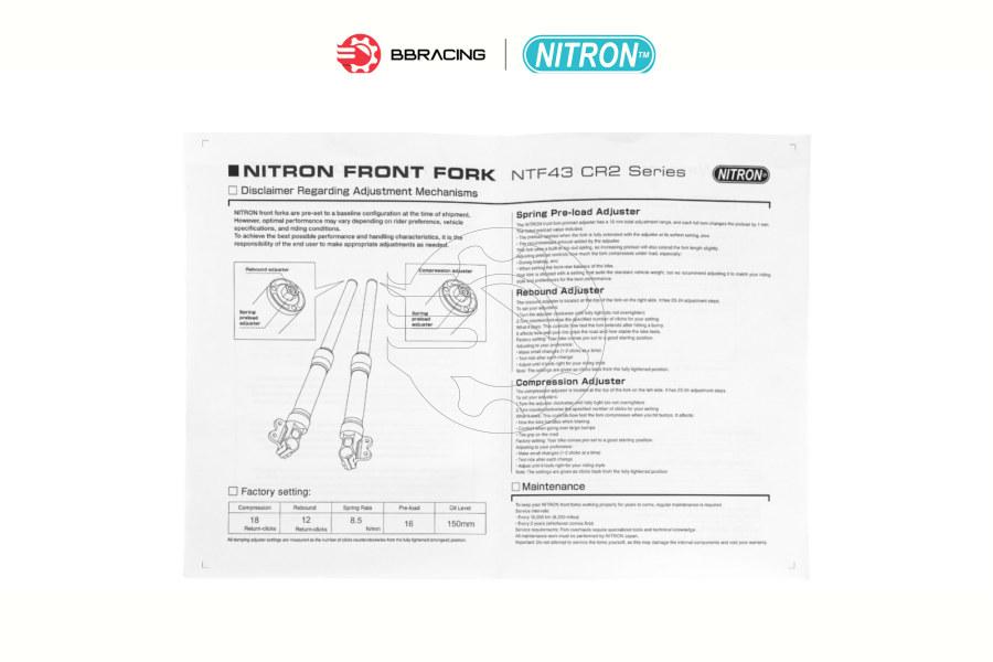 Phuộc Trước Nitron Universal Đen - Vàng