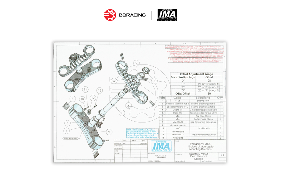 Bộ Chảng Ba IMA Ducati Panigale V4 2025 FGR300 Titan