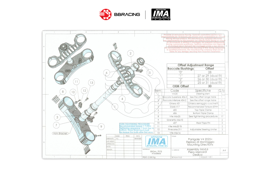Bộ Chảng Ba IMA Ducati Panigale V4 2025 Titan