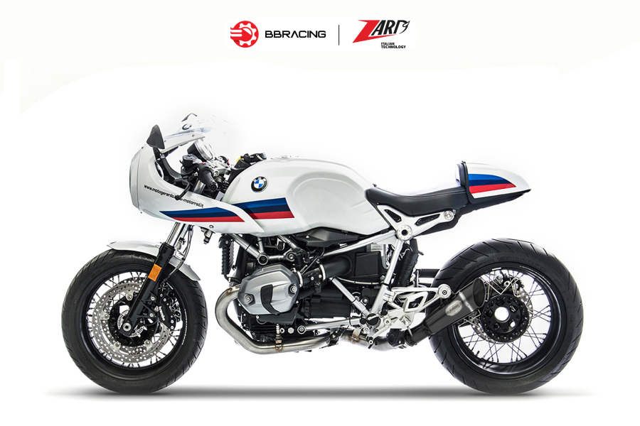 Zard BMW R9T Racer 2021-23 - Slip On GP Black Coating Carbon End Cap