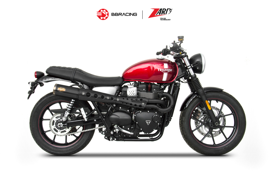 Zard Triumph Street Twin 900 2016-23 - Full Kit 2>1 Zuma Black Coating Bronzed End Cap