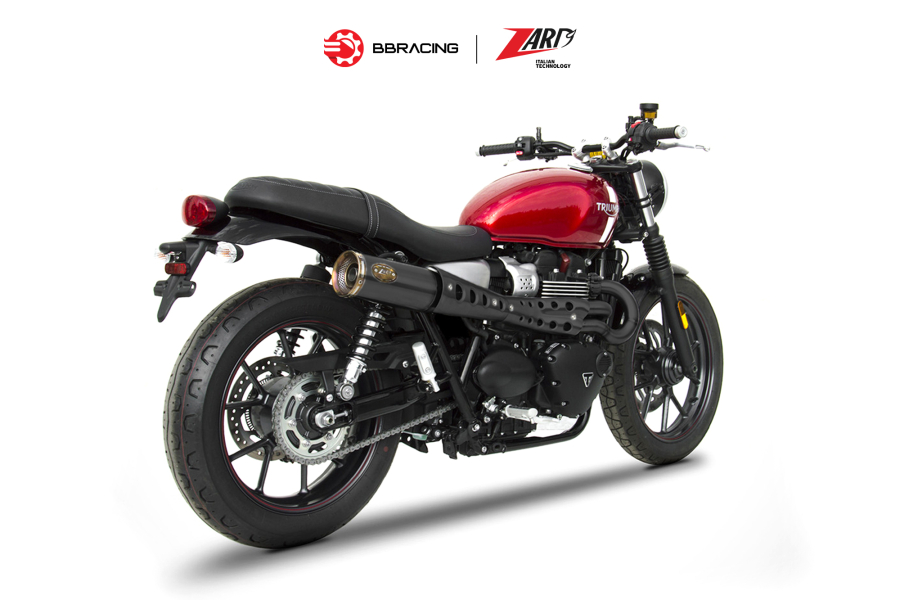 Zard Triumph Street Twin 900 2016-23 - Full Kit 2>1 Zuma Black Coating Bronzed End Cap